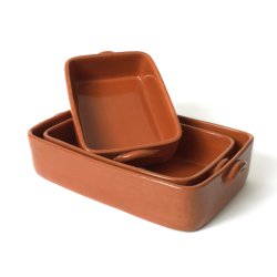 Fade i keramik, rektangul&aelig;re, s&aelig;t af 3 